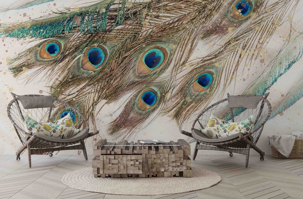 3D Peacock Feathers Close-up Wall Murals Wallpaper Murals Wall Sticker