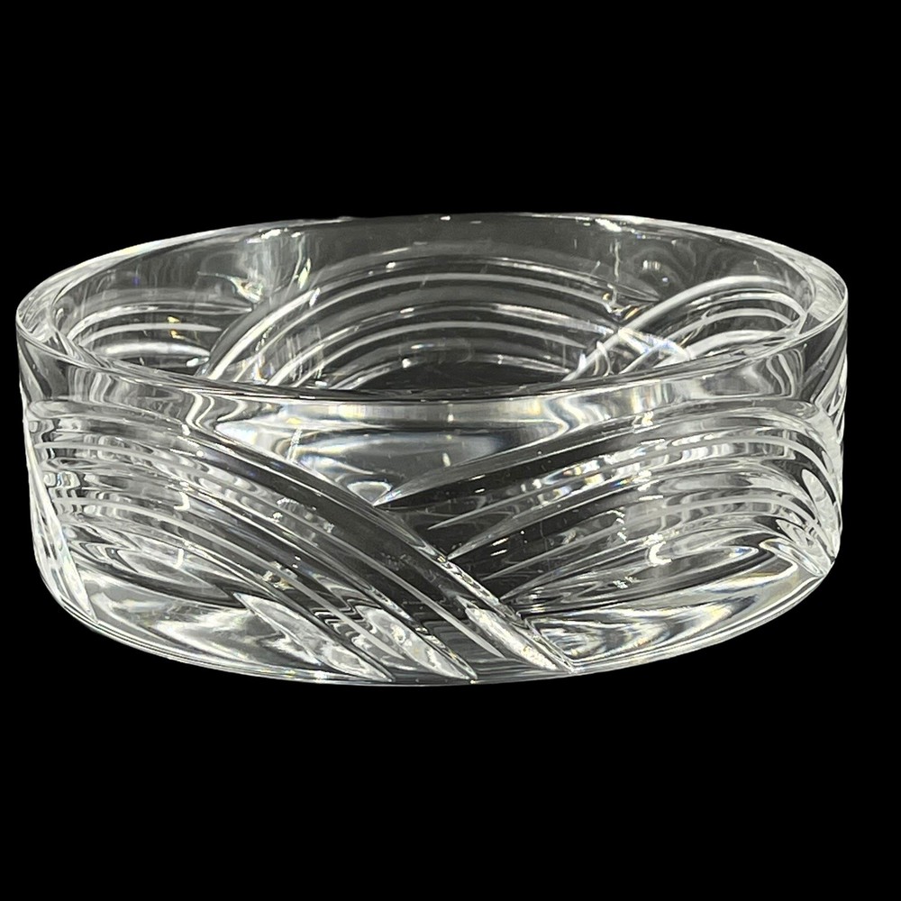 Vintage Rogaska Spiral Rainbow Cut Crystal Nut Bowl 5 Inch Candle Holder