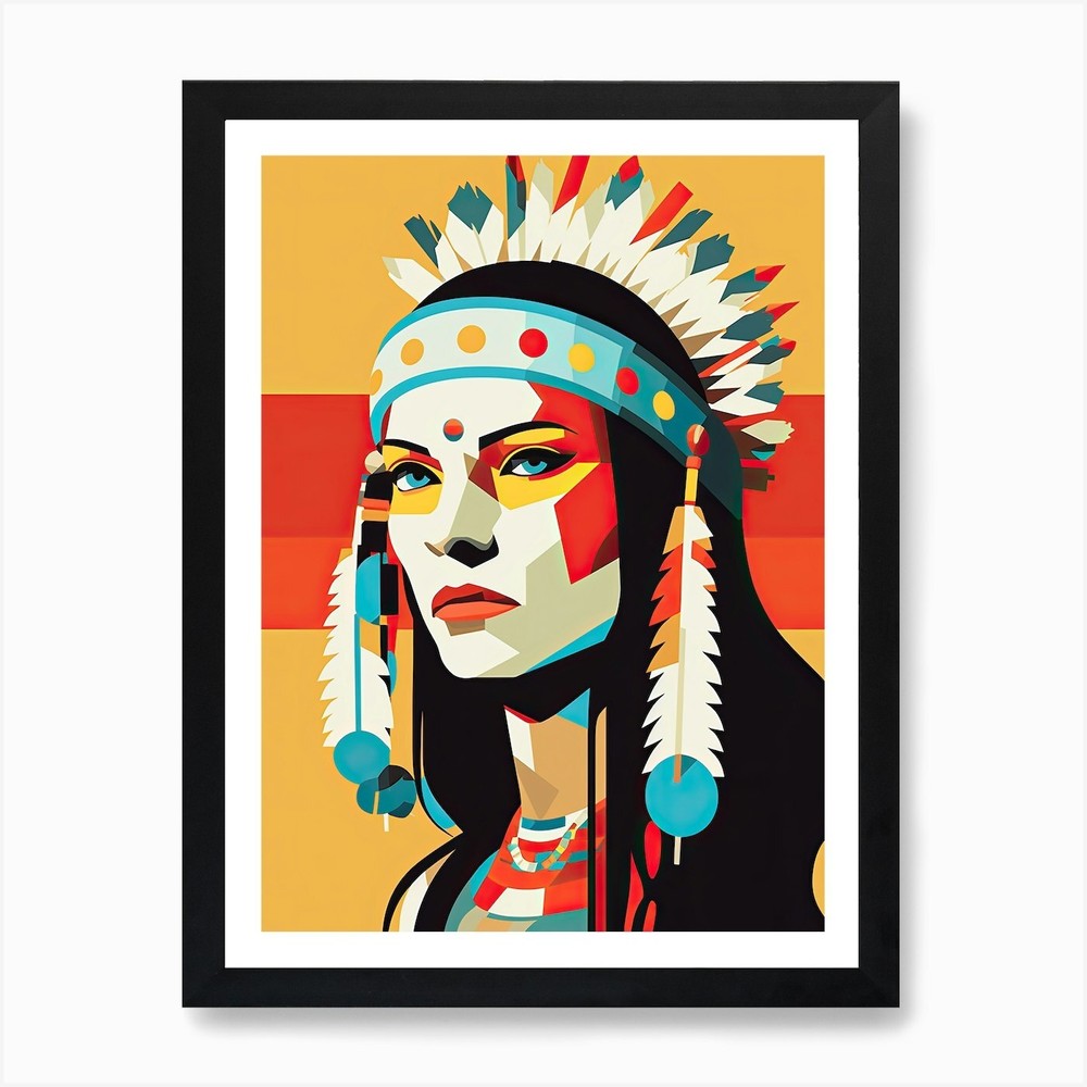 Pop Art Tribute to Native American  Framed Wall Art Poster Canvas Print Picture