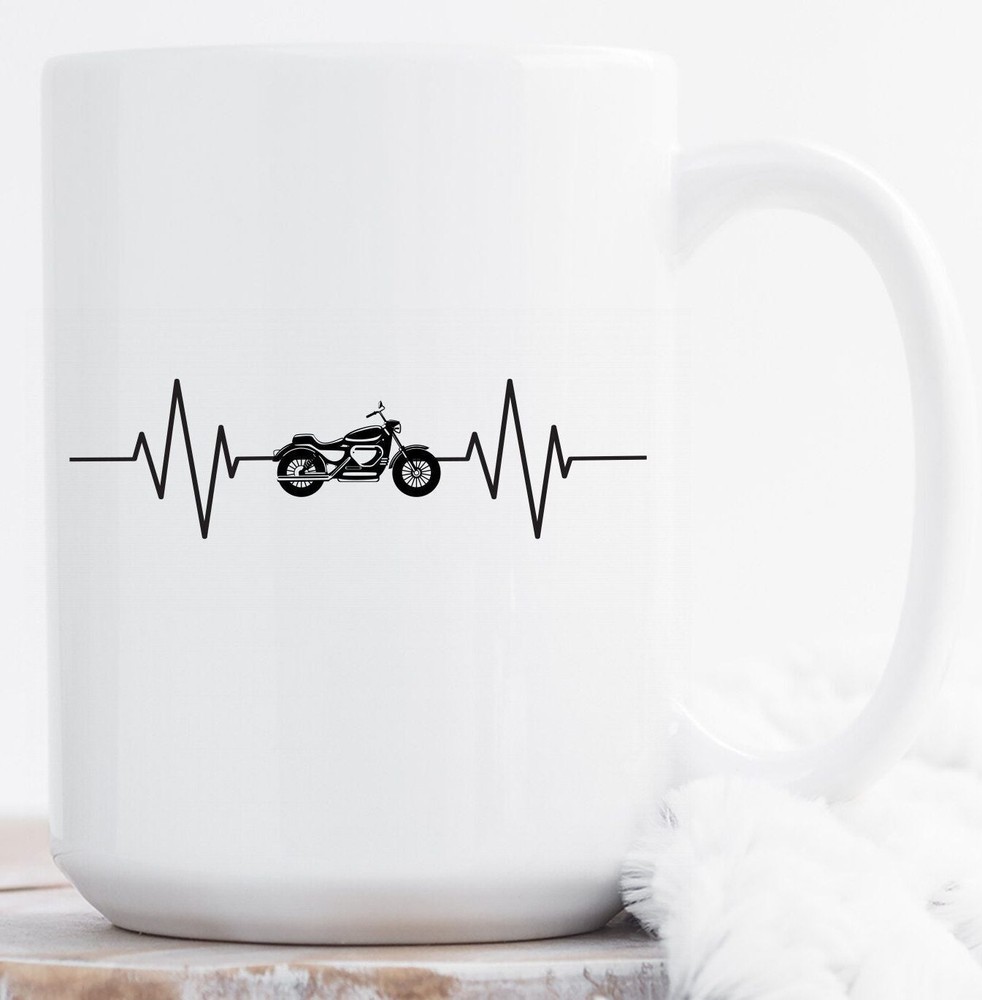 Motorbike Heartbeat Mug Motorcycle Mug Biker Gift Motorcyclist Mug Motorbike