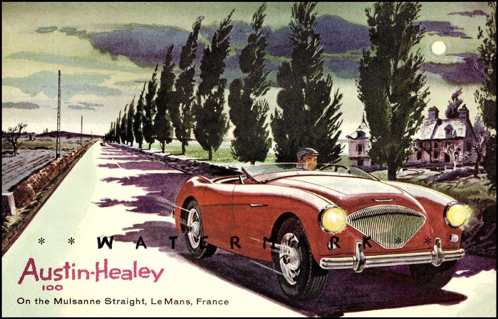 Austin Healey 100 Le Mans Sports Car Racing Vintage Poster Print Italian Races