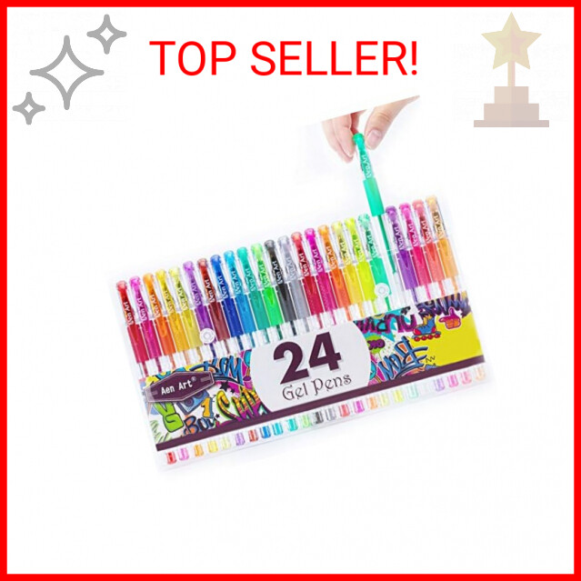 Aen Art Glitter Gel Pens Colored Fine Tip Markers with 40% More Ink for Adult Co