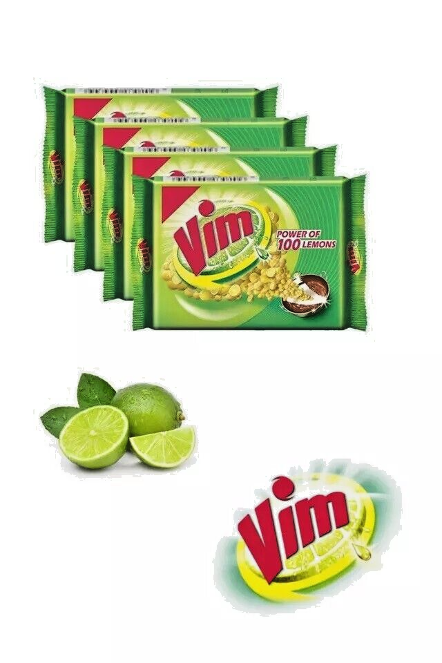 Dish Wash Kitchen Bar Soap Plate Glass Cup Cleaner Vim Power Of 100 Limes   100g