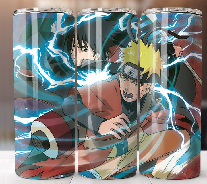Naruto Uzumaki Shippuden Anime Design Tumbler 20oz Skinny Cup Mug Lid w/ Straw