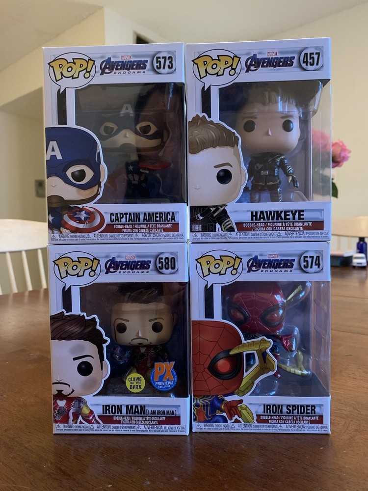 Funko Pop! Avengers Endgame Lot-Captain America, Hawkeye, Iron Spider, Iron Man
