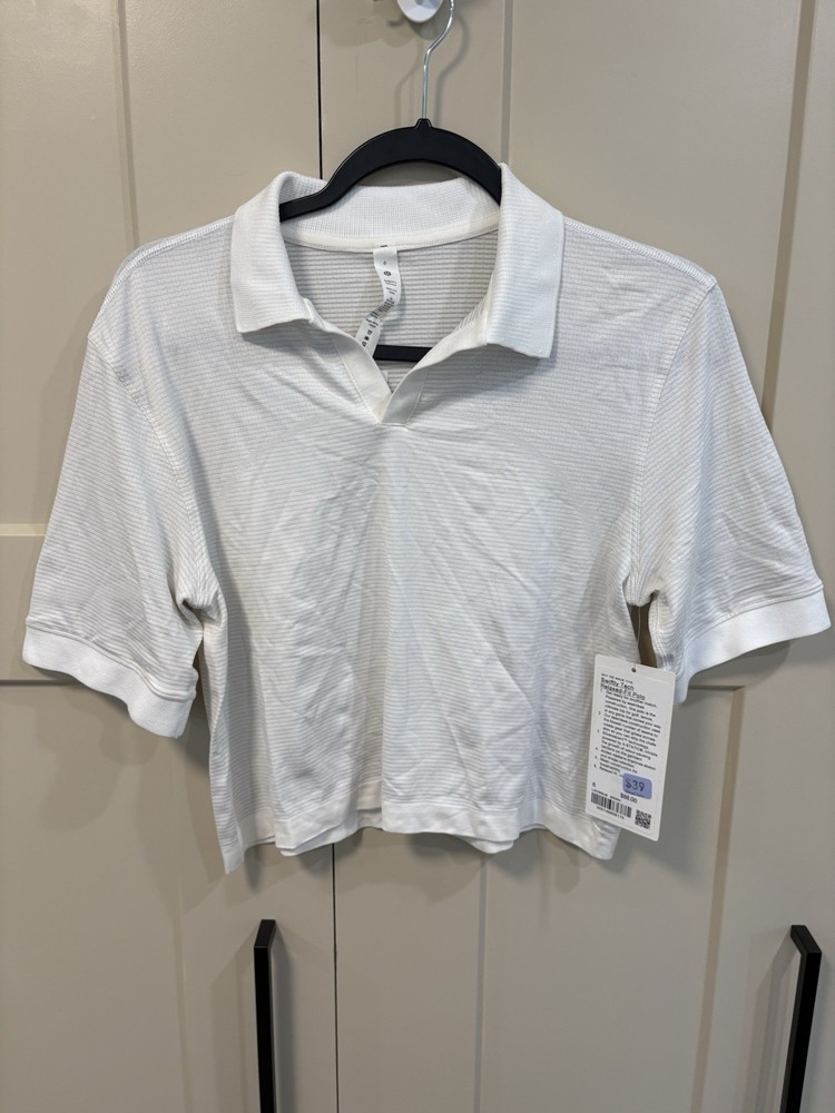 NWT Lululemon Swiftly Tech Relaxed-Fit Polo Shirt Size 6 Cropped White LW3GMJS