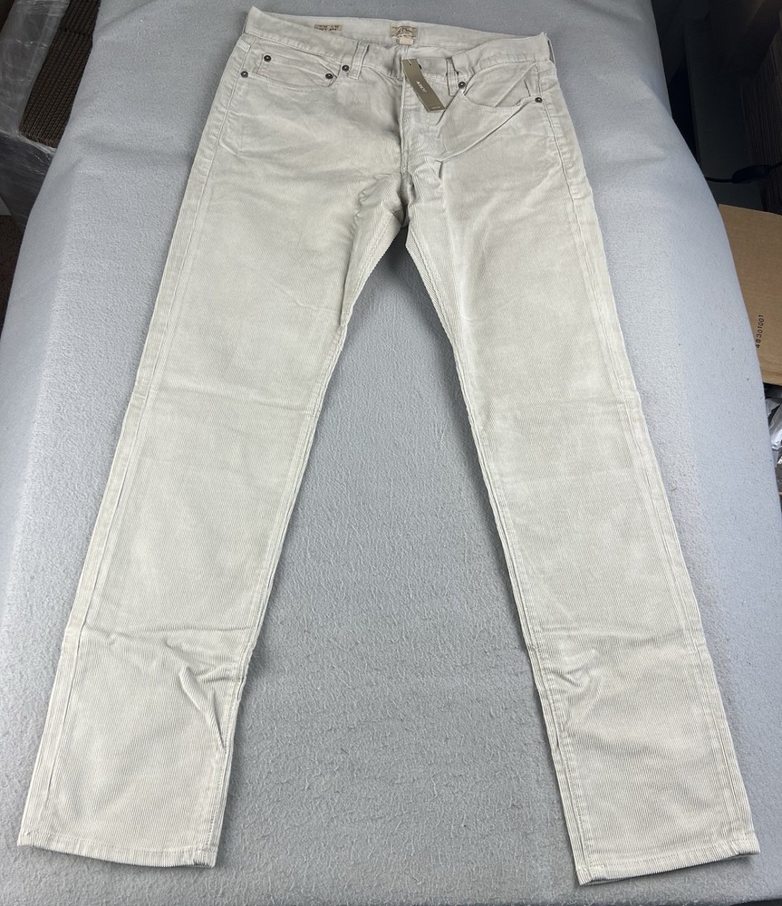 J.Crew Men's Slim Fit Stretch Corduroy Pants 484 Stone W32 L32 NWT