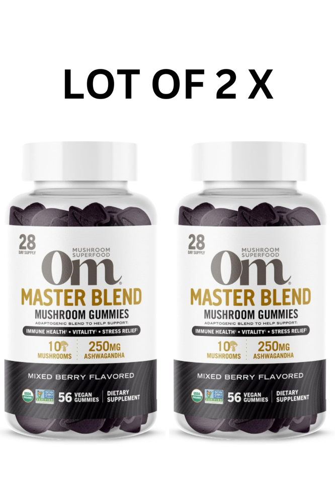 Om Master Blend Mushroom Gummies Lot Of 2 Mixed Berry Flavor 56 ct  Exp 11/2025