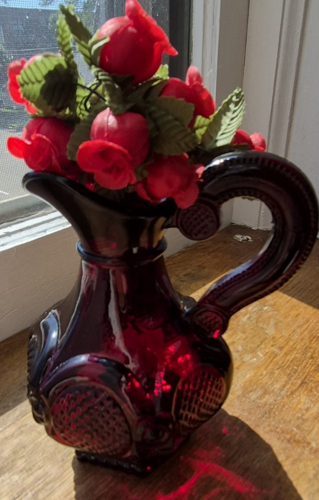Vintage Avon Cape Cod Ruby Red Glass Cruet Pitcher 5.5