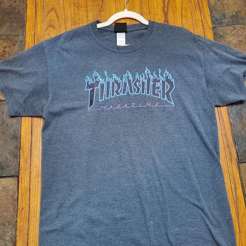 Bluish Gray Thrasher Magazine Graphic T-Shirt