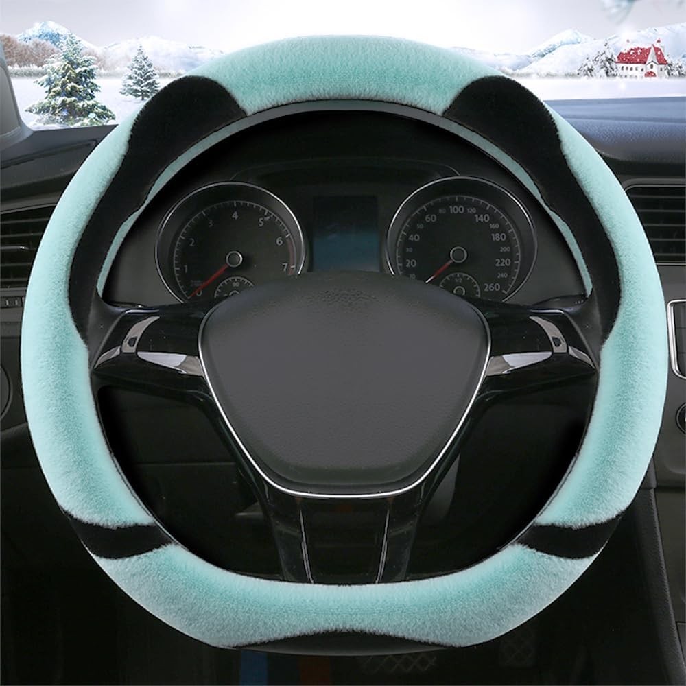 Fluffy Steering Wheel Cover D Shape, Cute Fuzzy Size: D ShapeColor: Mint Green