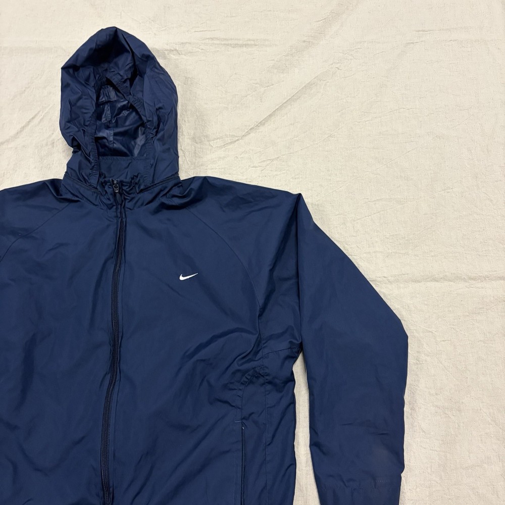 Vintage Nike Windbreaker Women’s M Blue Y2K Check Running Jacket Hooded