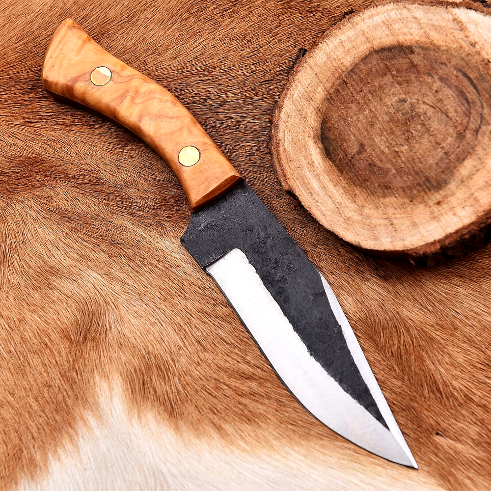 Forged Carbon Steel Custom Bowie Hunting Knife with Leather Sheath 2927