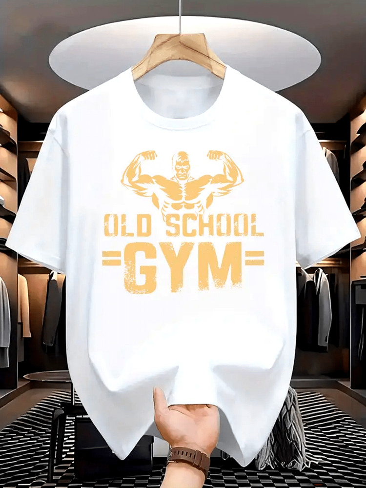 Old School Gym Bodybuilding Fitness Men's Graphic T-Shirt Workout Tee