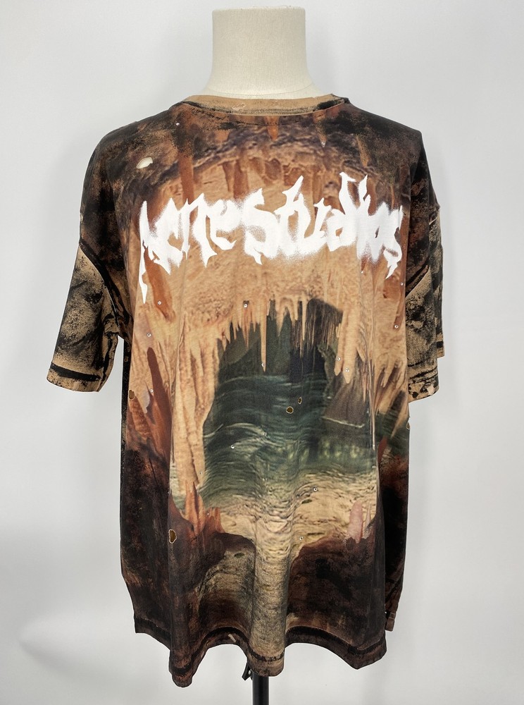 Acne Studio's Unisex Logo T-Shirt Black/Rust Size XL Relaxed-Fit Rhinestones