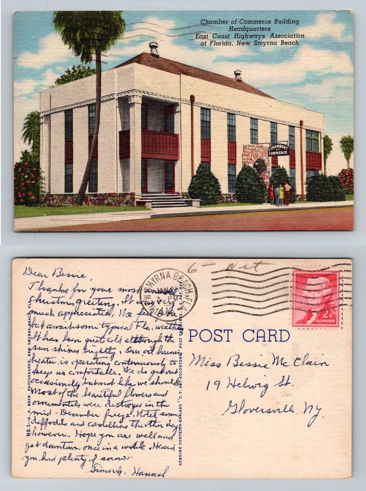 New Smyrna Beach, FL-Florida, Chamber of Commerce Headquarters Vintage Postcard