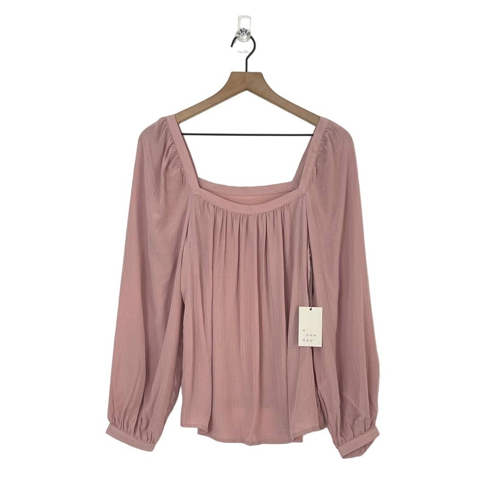 NEW A New Day Small Pink Square Neck Peasant Blouse Barbiecore Style