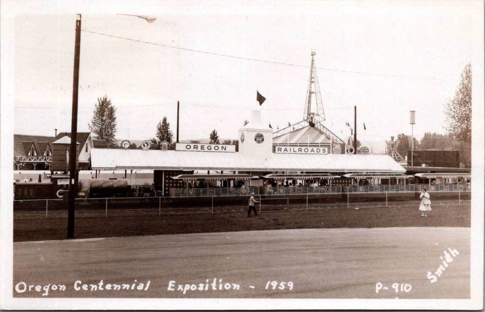 RPPC Oregon Centennial Exposition 1959 Railroads Exhibit Vintage Postcard