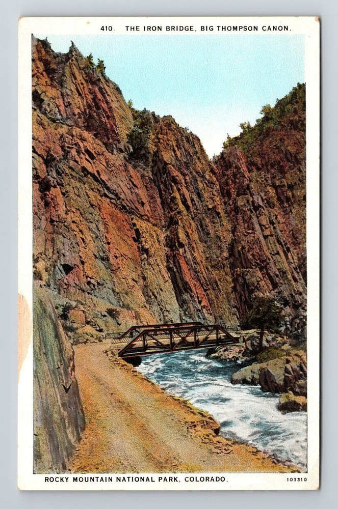 Rocky Mountain National Park CO-Colorado, The Iron Bridge, Vintage Postcard