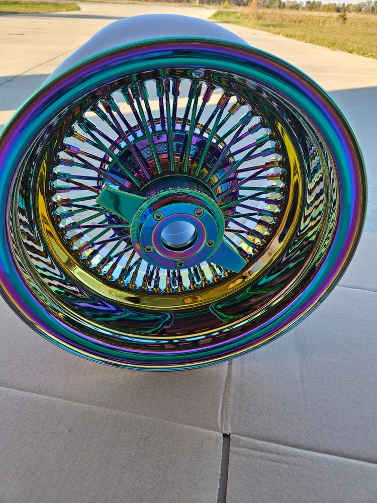 13x7 wire wheels 72 spokes reverse set of 4 NEW locking knockoffs - color change