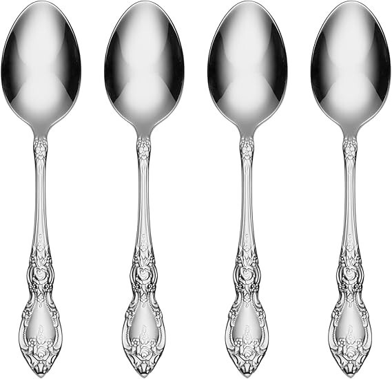 Oneida Wordsworth Everyday Flatware Teaspoons, Set of 4, 18/0 Stainless Steel
