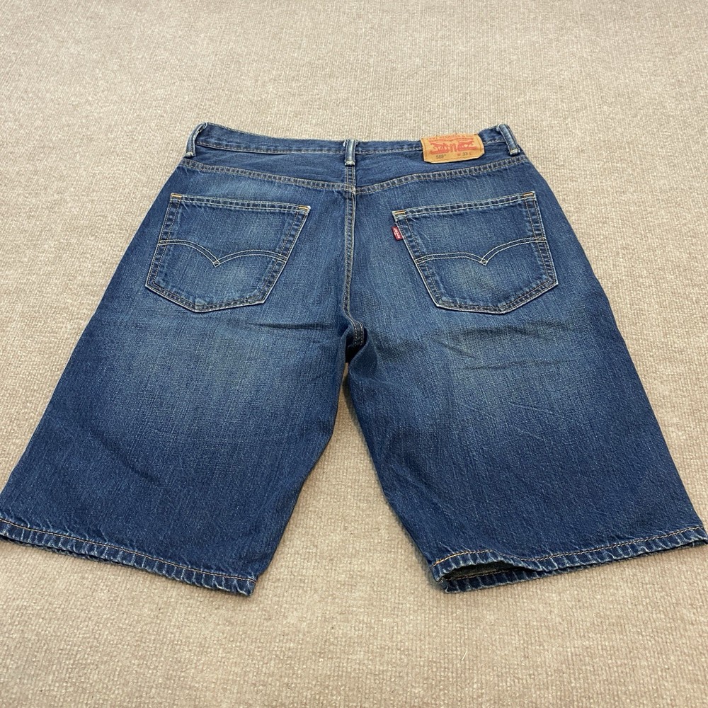 Levis 569 Denim Jean Jorts Shorts Mens Size 33 Faded Blue Skater Y2K Baggy