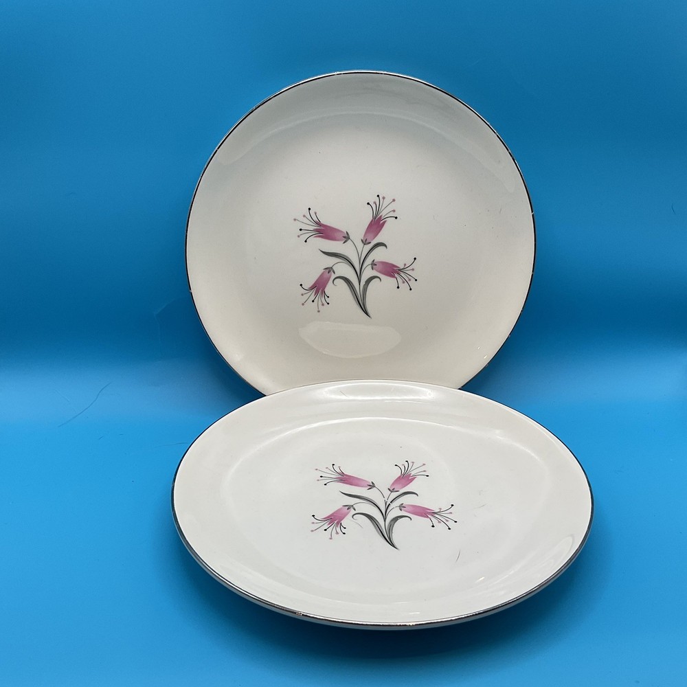 HOMER LAUGHLIN 'BIG PAY-OFF', 7” Salad Plate, Beth Myerson, Pink/Gray Floral, A