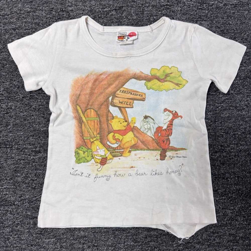 Vintage 60s Toddler Sears Winnie The Pooh Disney T-Shirt White - Size L (6-6x)
