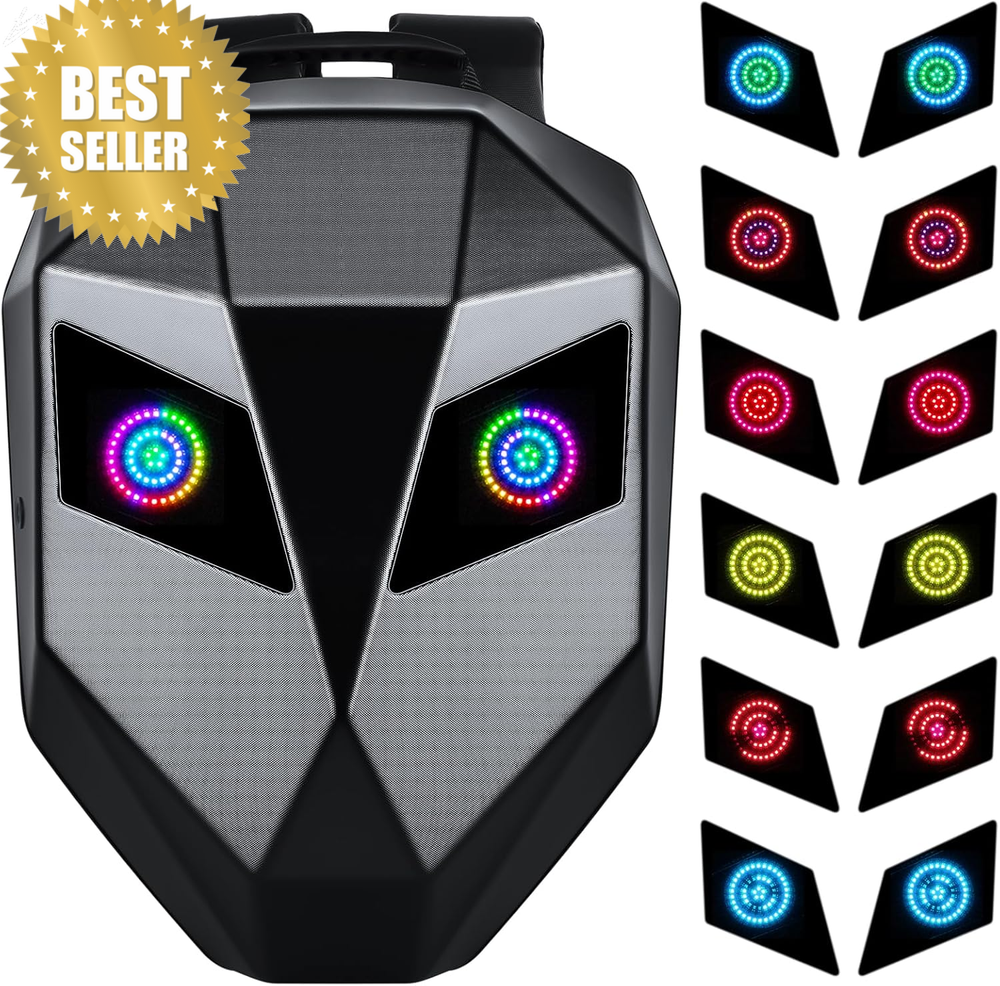 LED Motorcycle Backpack Helmet Bag USB Powered Display One Button Color Change