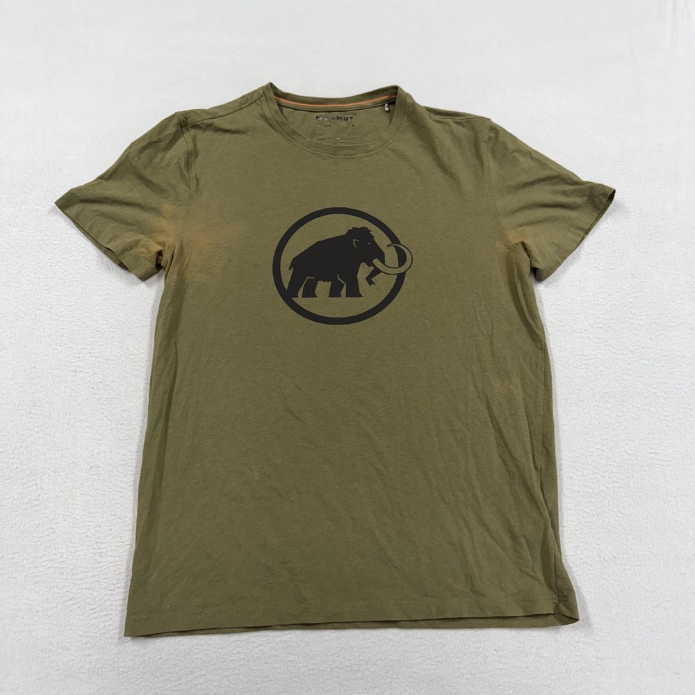 Mammut Shirt Mens Medium Green Mammoth Logo Graphic Tee Tagless Outdoor Hiking