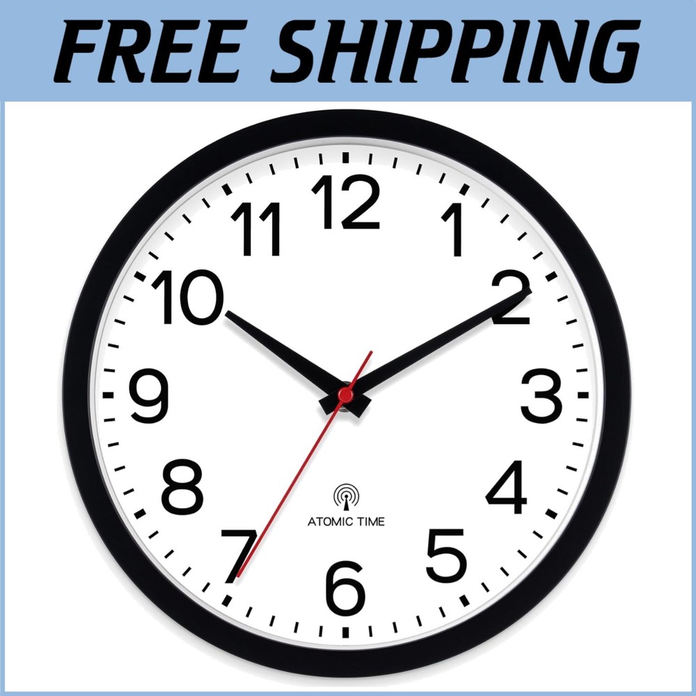 Accurate Atomic 12-Inch Wall Clock with Silent Mechanism - Ideal for Any Room-image