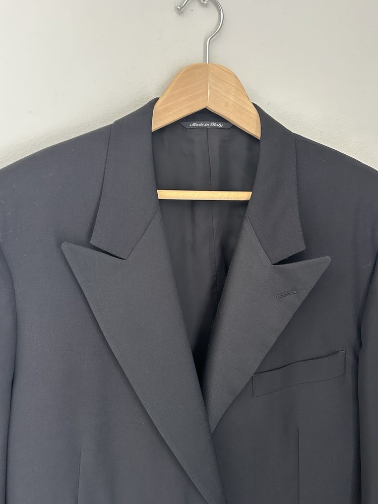 Canali Italy Mens Single Button Solid Black Formal Tuxedo Blazer Jacket 44R