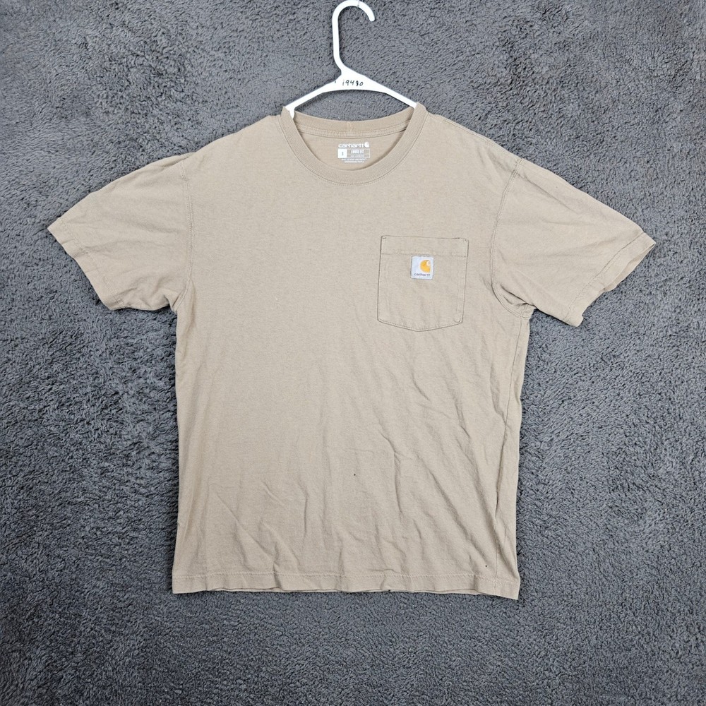 Carhartt Mens Loose Fit Pocket T-Shirt Tan Khaki Short Sleeve Size Small S