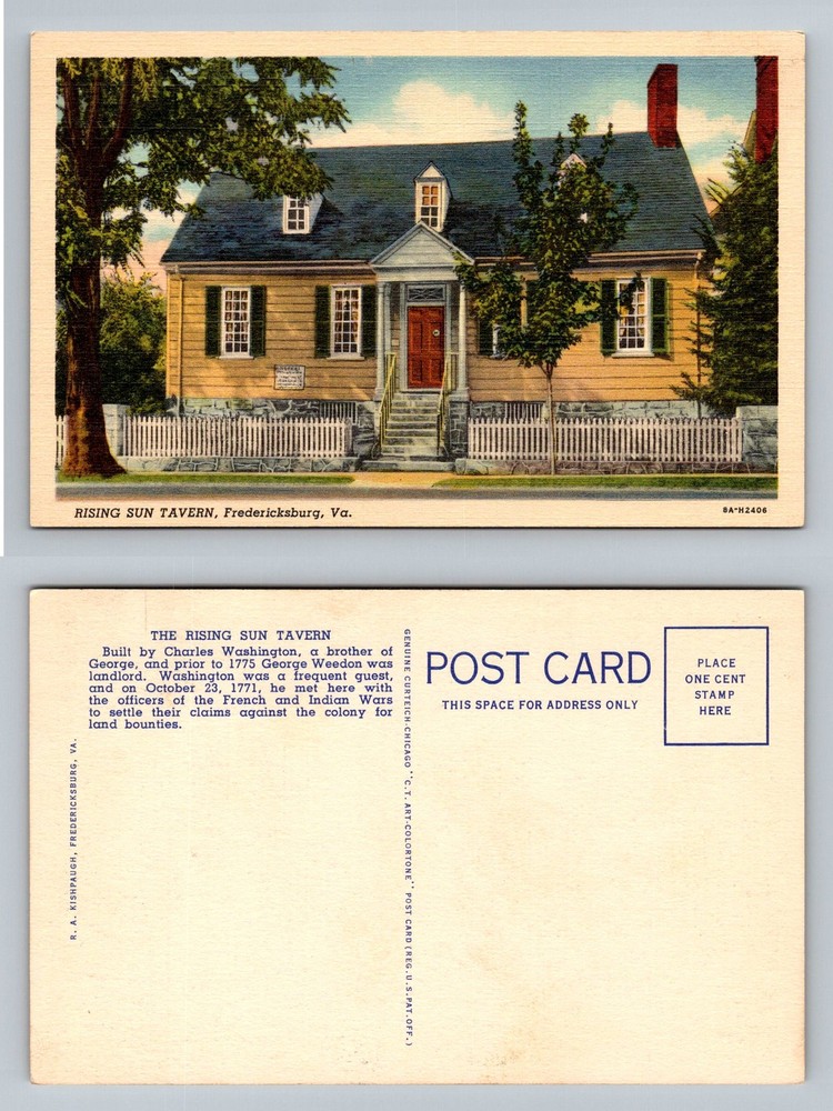 Fredericksburg, VA-Virginia, Rising Sun Tavern Colonial Home Vintage Postcard