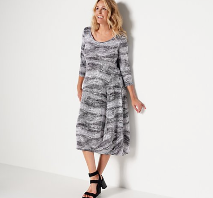 Truth Style Petite Knit Bubble Hem Dress Abstract Dot XXSP A399242-image