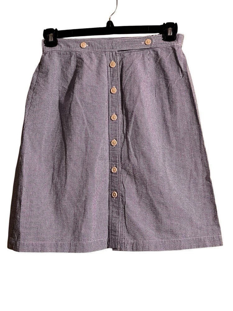 Orvis A-Line Short Skirt Sz 10 Blue & White Gingham Button-Front Vintage 90’s