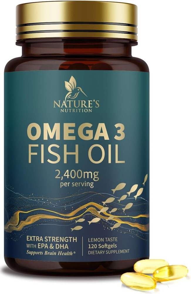 Omega 3 Fish Oil 2400 mg for Brain & Heart Health - 120 Softgels