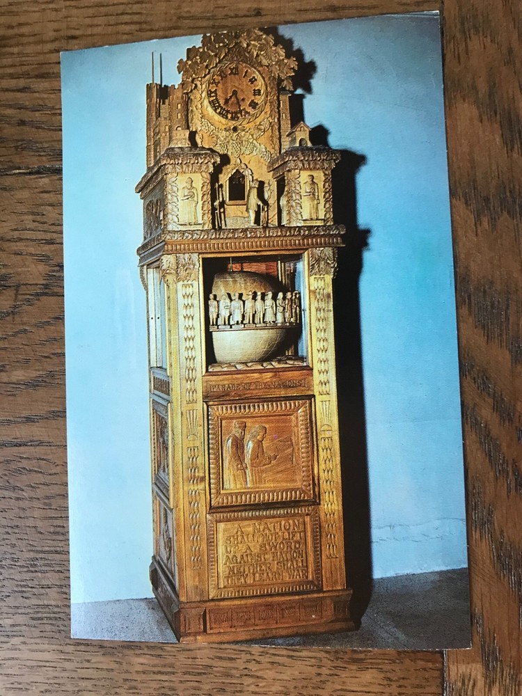 Parade of the Nations Clock Bily Brothers Spillville Iowa Postcard