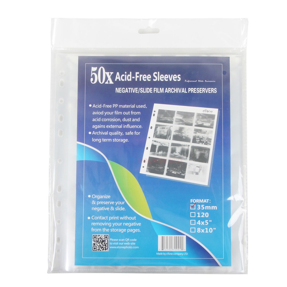 50x Acid-Free Bag 35 135 Film Photo Album Storage Sheets Pages Archival Negative-image