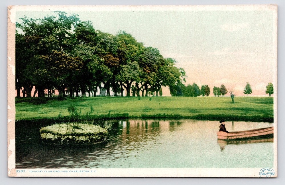Country Club Grounds Boat Park Charleston South Carolina SC c1915 Postcard