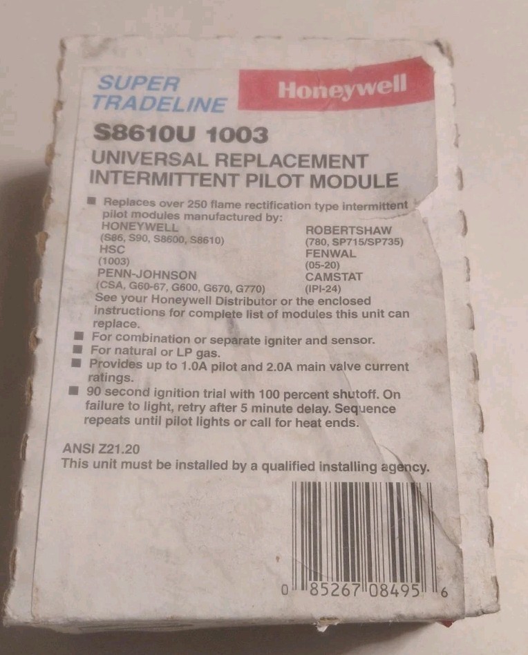Honeywell Super Tradeline S8610 1003 Universal Replacement Intermittent Pilot...