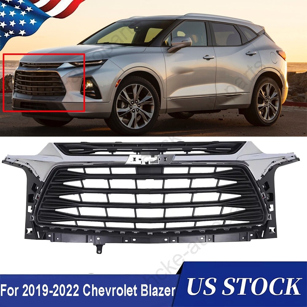 For 2019 2020-2022 Chevrolet Blazer Front Bumper Grille Black Chrome 84612436