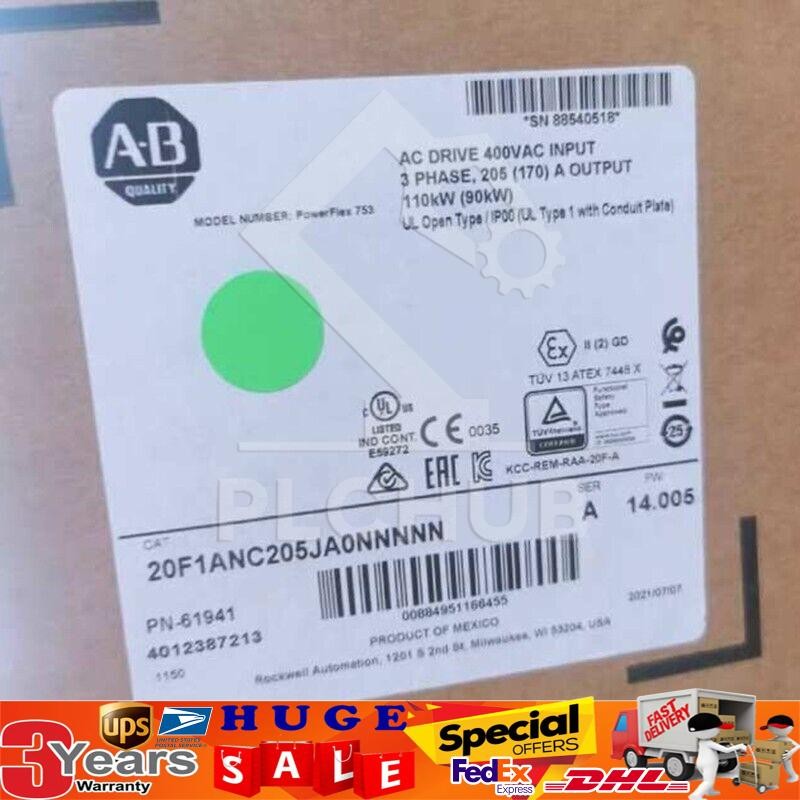 100% new original AB 20F1ANC205JA0NNNNN PowerFlex 753 AC Drive with Embedded I/O
