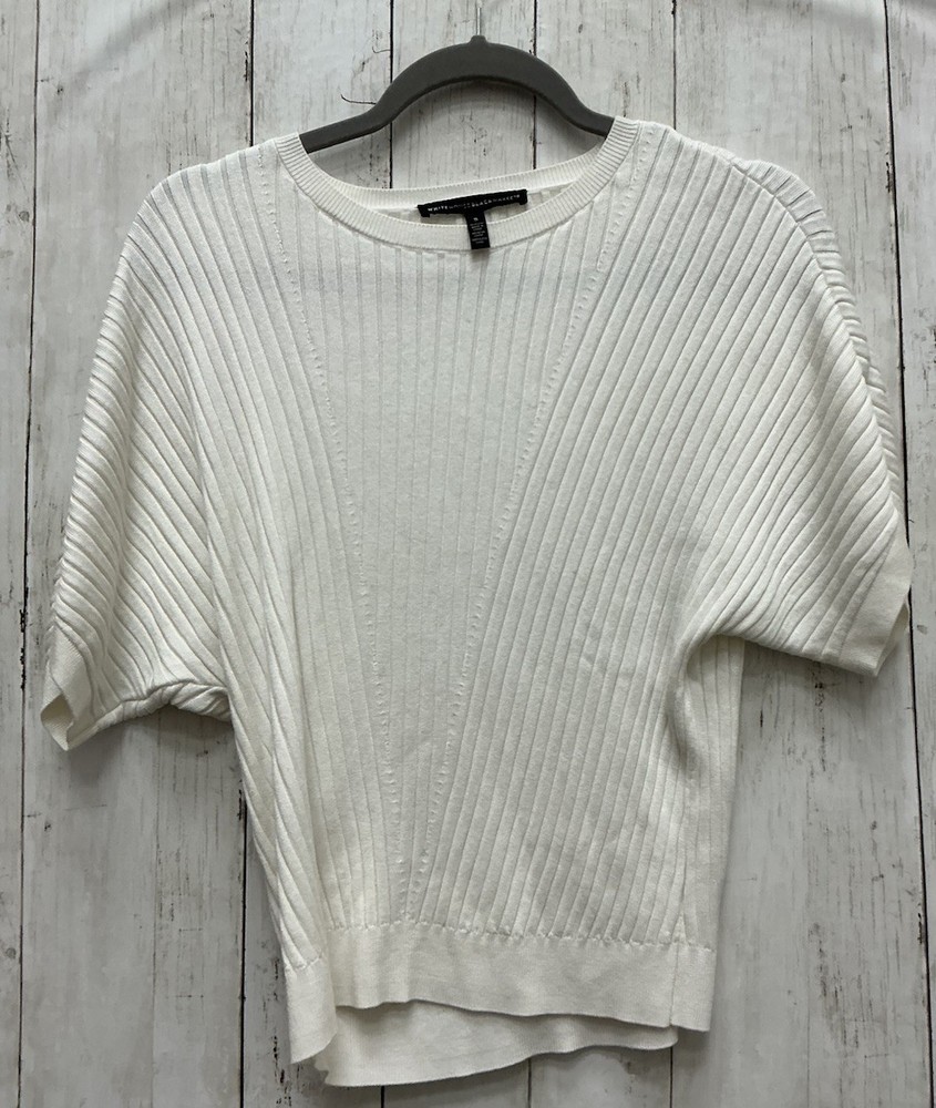 White House Black Market Women’s White Ribbed Top Small 0428-223