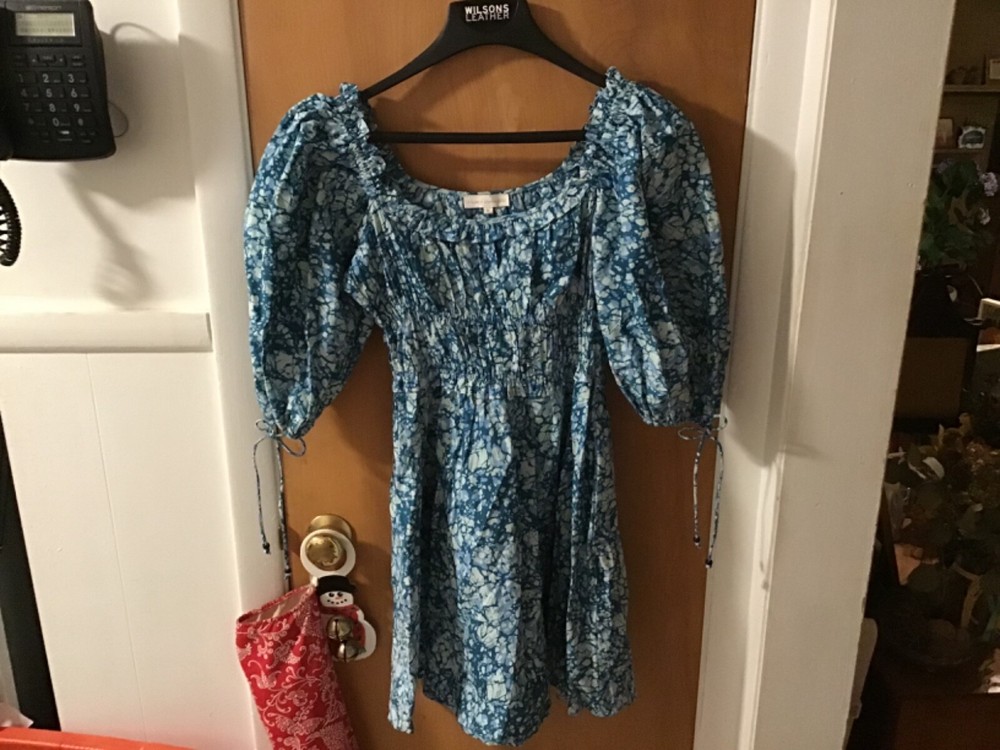 House of Harlow 1960 Womens Puff Sleeve fit + Flare Mini Dress