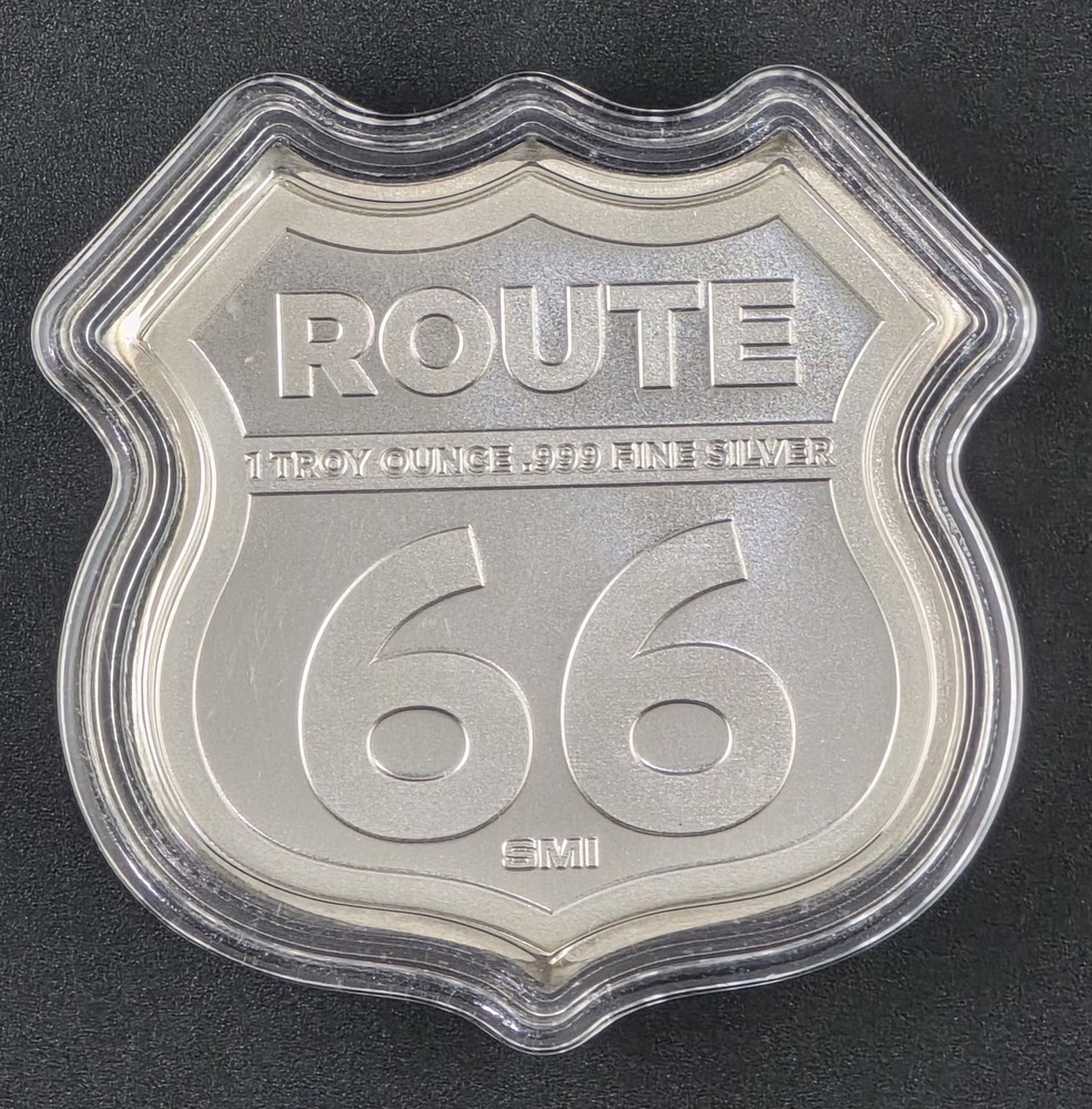 Silver Route 66 Missouri Gateway Arch Shield 1 Troy Ounce .999 Fine Silver