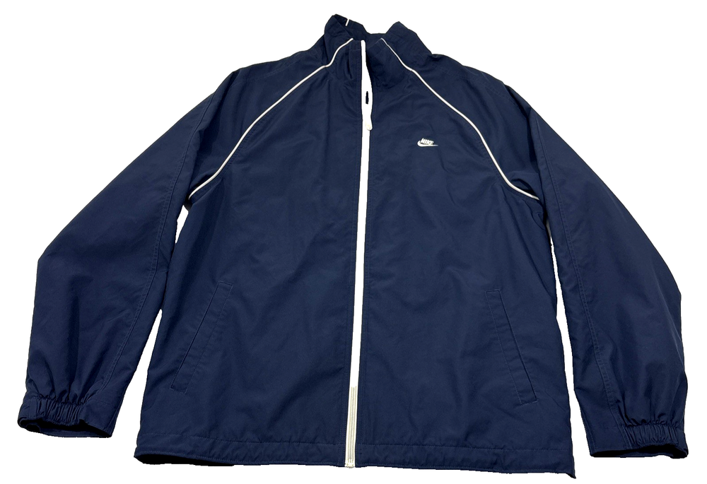 Vintage Nike Gray Tag Windbreaker Jacket Mens L Swoosh Full Zip Lined Y2K Blue