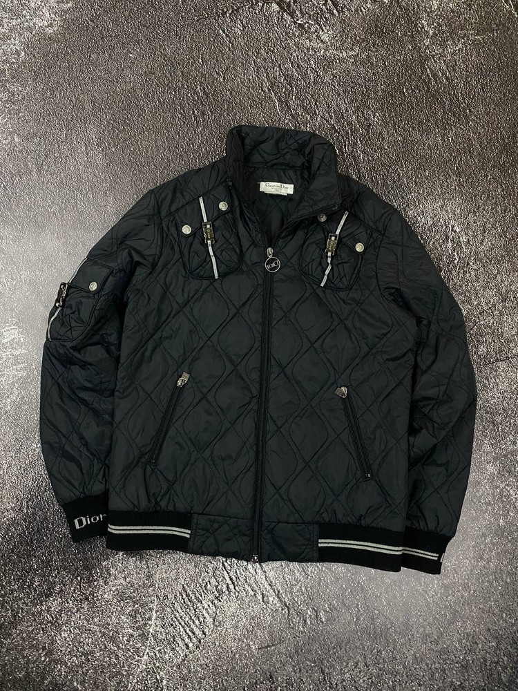Dior Men's Navy  Nylon Bomber Jacket Size 42 Button Front Dior Homme