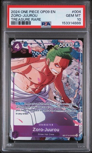 One Piece Zoro-Juurou 2024 Emperors In The New World Treasure Rare Psa 10RCH IS ACCEPTING CONSIGNMENTS! UP TO 95% PAYOUTS!