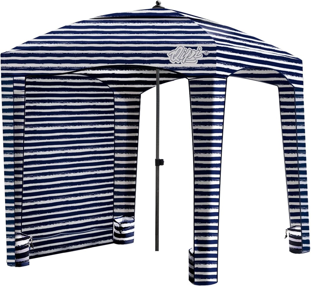 Qipi Beach Cabana Canopy – Effortless Setup, Waterproof Design, Stylish Sailor Stripes for Ultimate Sun Protection and Comfort